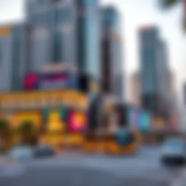 Vibrant Business District in Royal Hub Tecom Vibrant business district in Royal Hub Tecom with modern buildings