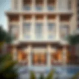 Elegant exterior view of Seven Palm Hotel & Apartments showcasing modern architecture