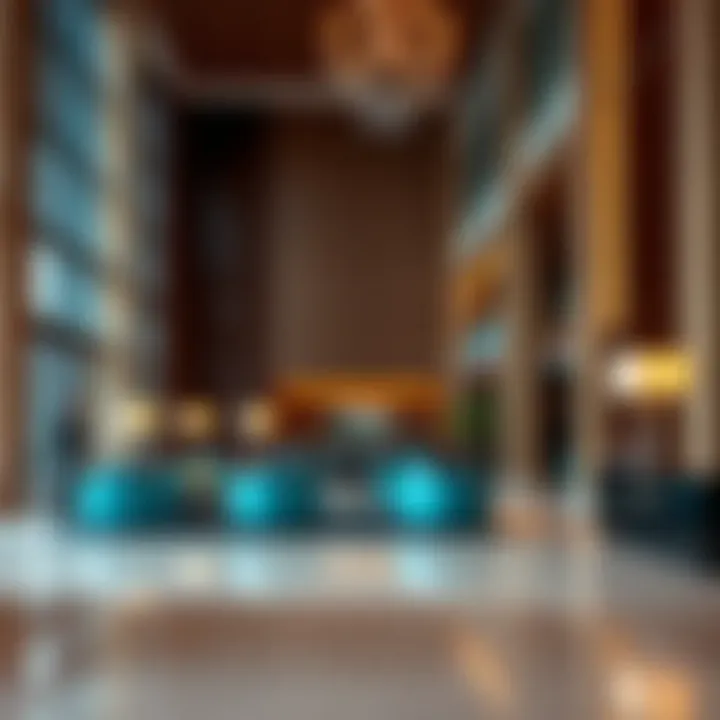 Luxurious lobby area of Seven Palm Hotel & Apartments featuring contemporary design