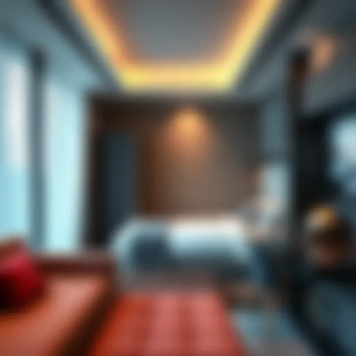 Interior of a small rental room with essential amenities