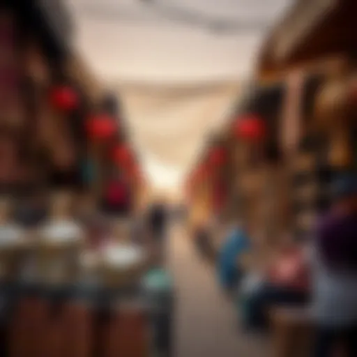 Vibrant market stalls showcasing traditional crafts