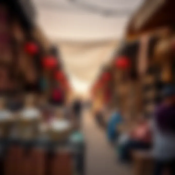 Vibrant market stalls showcasing traditional crafts