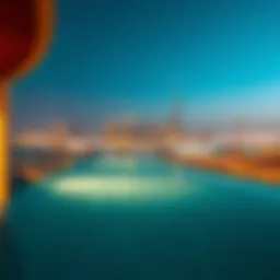 Stunning view of an infinity pool overlooking the Dubai skyline