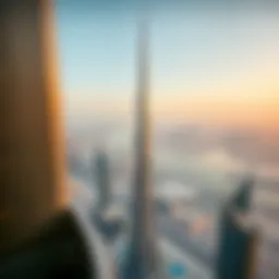 Aerial view of Abdullah Al Shaiba Tower with a backdrop of Dubai skyline
