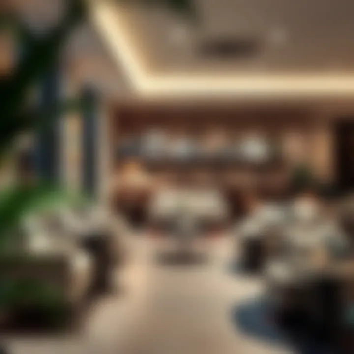 A cozy indoor lounge featuring modern decor and inviting seating arrangements
