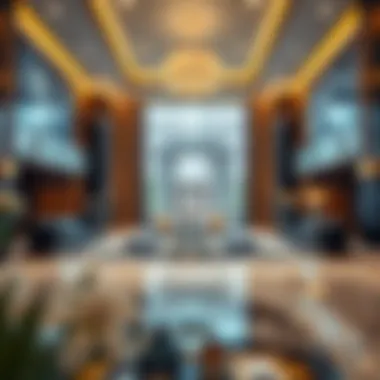 Luxurious lobby interior of the Blue Diamond Building
