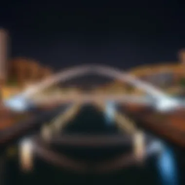 Elegant Bridge Over Dubai Canal Elegant bridge connecting neighborhoods over the Dubai canal
