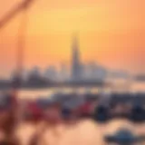 Breathtaking skyline view of The Cove at sunset