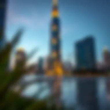Stunning view of the Dubai Index Tower at dusk