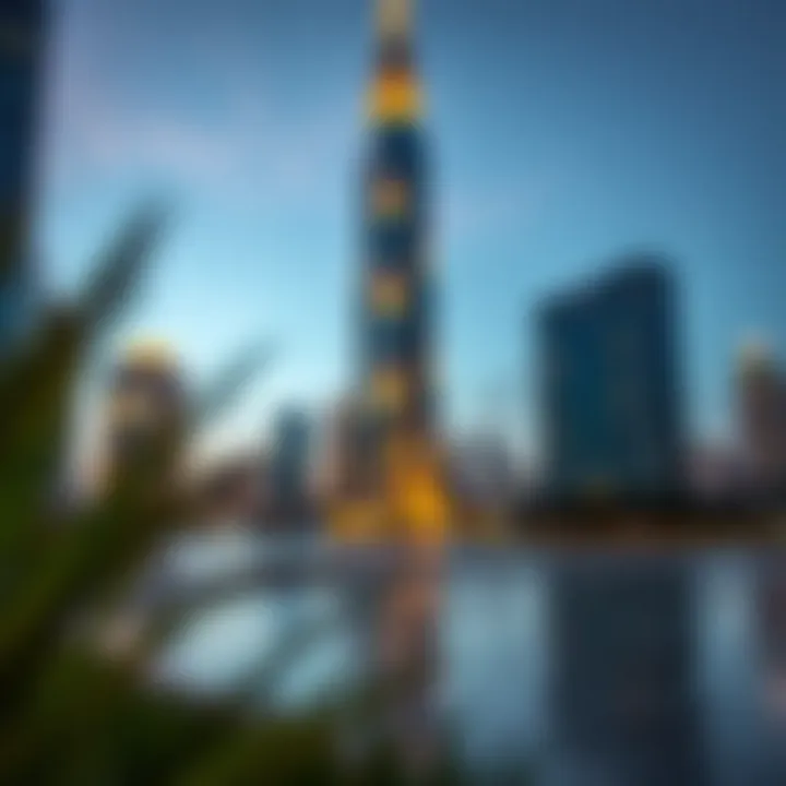 Stunning view of the Dubai Index Tower at dusk