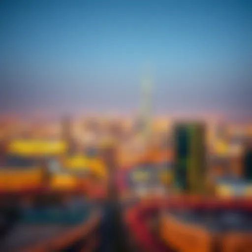 Panoramic view of Dubai Mall and surrounding skyline