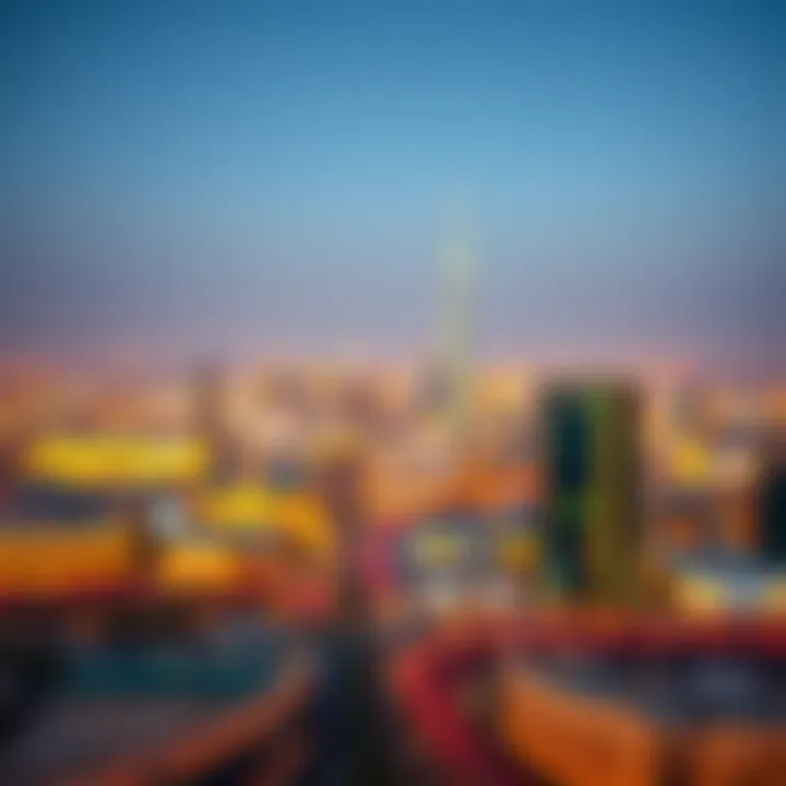 Panoramic view of Dubai Mall and surrounding skyline