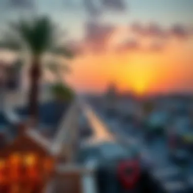 Sunset Over Suq Al Ras Stunning sunset view over the vibrant market area of سوق الراس