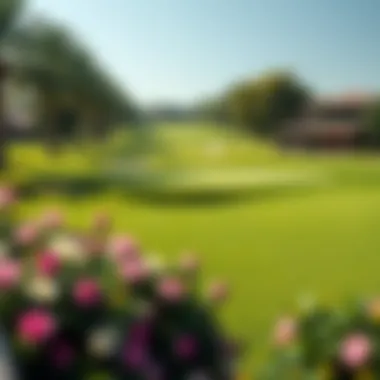 Lush Golf Course Amenities Golf course with lush greenery and modern amenities