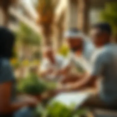 Residents engaging in community activities promoting sustainability and environmental awareness