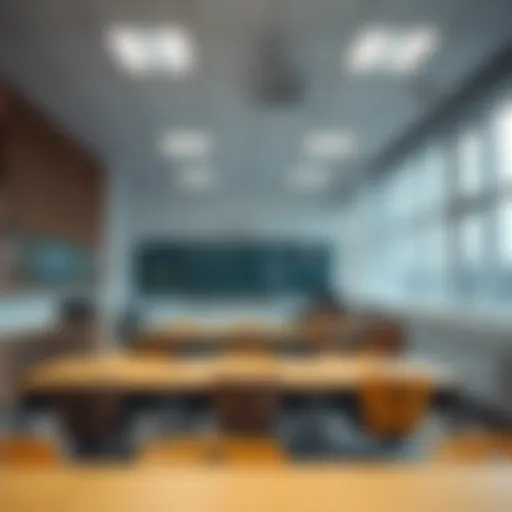 Modern classroom interior with advanced learning tools