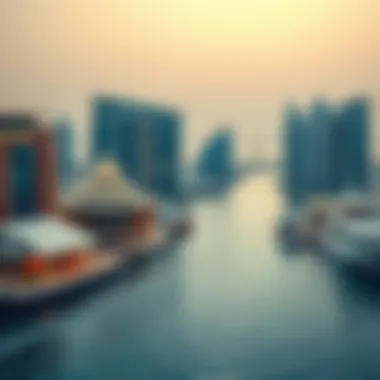 Dubai Waterfront Luxury Breathtaking waterfront view highlighting Dubai's opulent lifestyle and leisure options