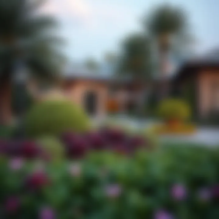 Exquisite landscaping around luxury estates