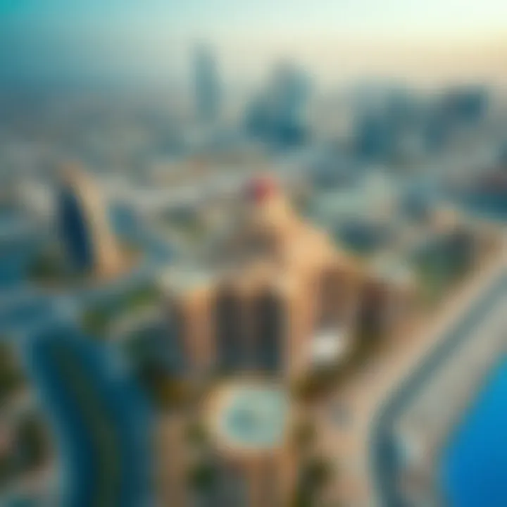 Aerial view of The Manor's prime location within Dubai's skyline