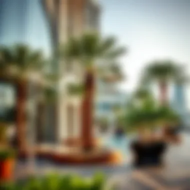 Vibrant Outdoor Area of Marina Quays West Vibrant outdoor area with palm trees and water features