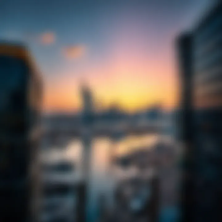 Stunning Sunset View over Marina Quays West Sunset view over the Marina highlighting the skyline