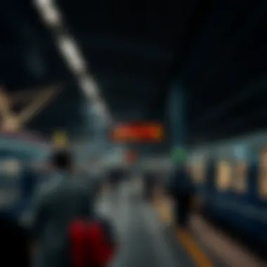 A modern Dubai Metro station bustling with commuters