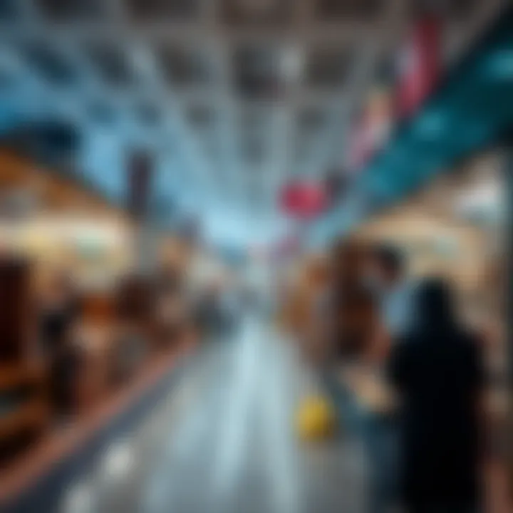 Wide view of the Naif Furniture Market bustling with activity