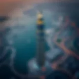 Aerial view of Nopoli Tower showcasing its unique architectural design