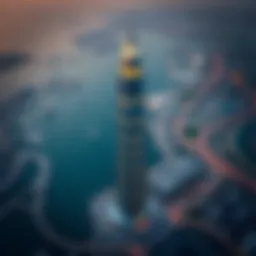 Aerial view of Nopoli Tower showcasing its unique architectural design