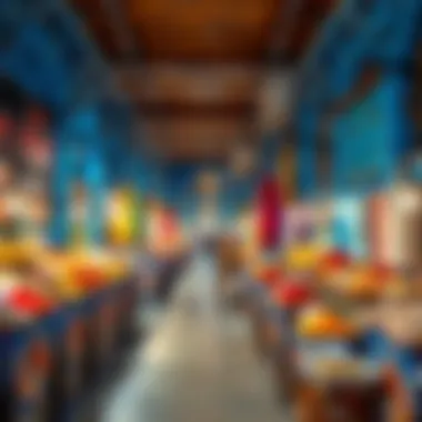 Vibrant Market Stalls of the Blue Souk Vibrant market stalls filled with spices and textiles