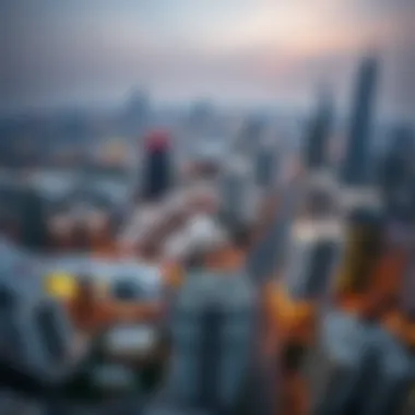 Aerial view of a bustling real estate market in Dubai