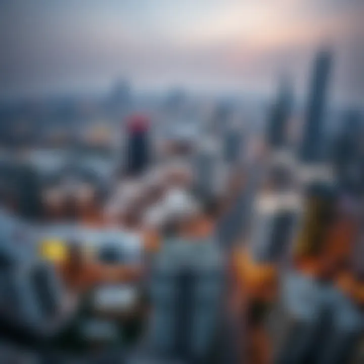 Aerial view of a bustling real estate market in Dubai