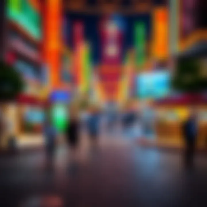 A vibrant night scene at دوار الساعة, capturing the lively atmosphere