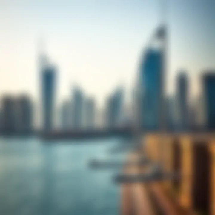 Business Bay skyline with Fifty One Tower as the focal point