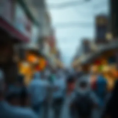 The Lively Atmosphere of Dubai's Bazaars A bustling bazaar scene with tourists and locals