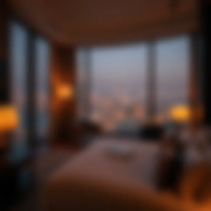 Luxury Accommodation Experience Luxurious hotel room with stunning views of the city