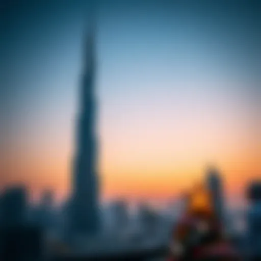 Scenic view of Burj Khalifa against a sunset