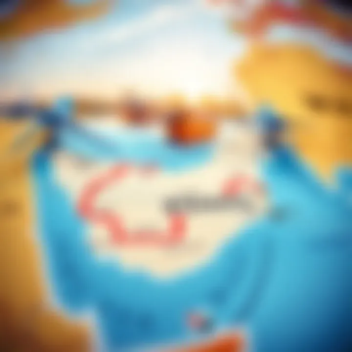 Travel Routes in UAE Map highlighting popular travel routes in the UAE
