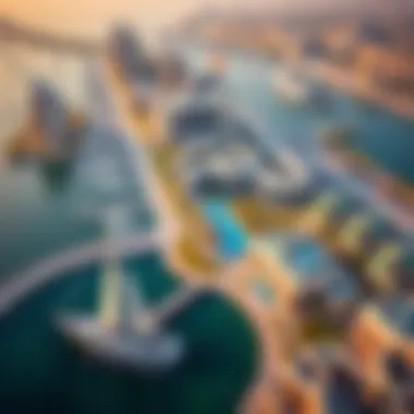 Aerial Overview of Yas Water Front Aerial view of Yas Water Front showcasing luxury residences and waterfront activities