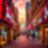 Vibrant shopping district in Festival City