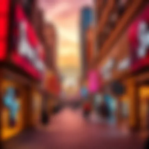 Vibrant shopping district in Festival City