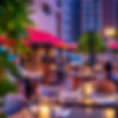 Vibrant outdoor seating area at a restaurant in Dubai