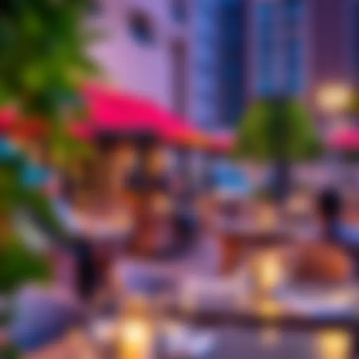 Vibrant outdoor seating area at a restaurant in Dubai