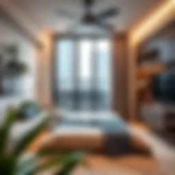 Cozy bachelor room interior with modern decor