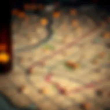 Map highlighting urban areas with rental listings