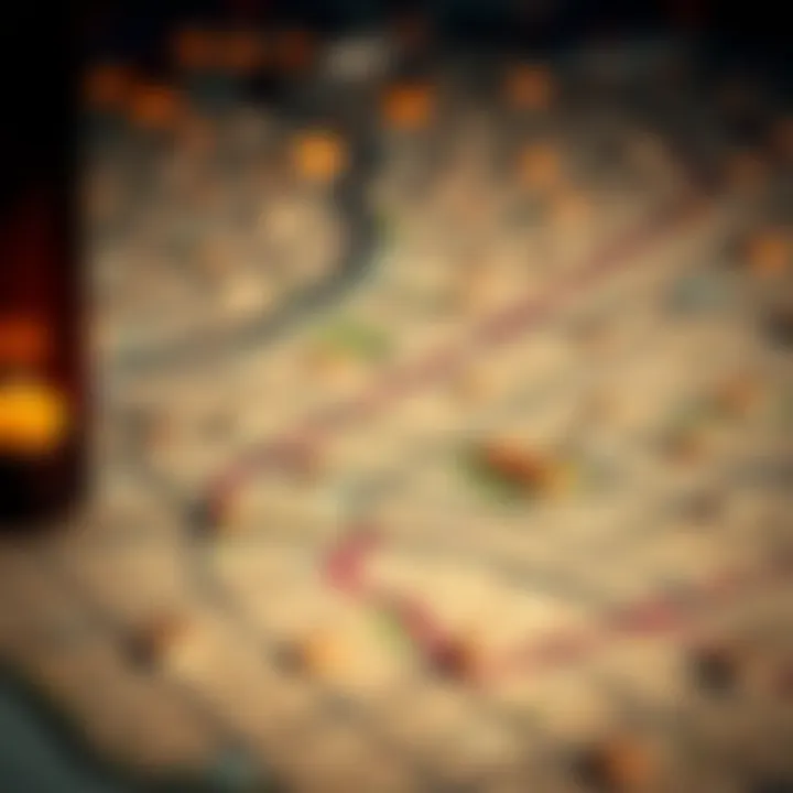 Map highlighting urban areas with rental listings