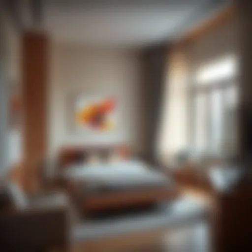 A cozy single room showcasing modern furnishings in Bur Dubai