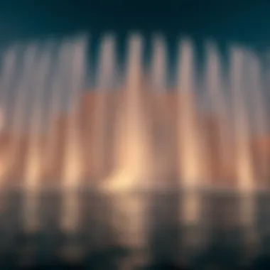 Intricate Water Choreography of Dubai Fountain A close-up view of the intricate water choreography