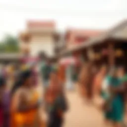 A vibrant gathering in a Global Village showcasing cultural diversity