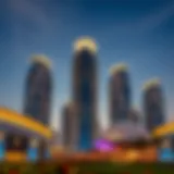 Stunning architectural view of Gulf Towers in Dubai